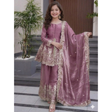 ST-0122 Kids Wear Attractive silk embroidery Kurta Set