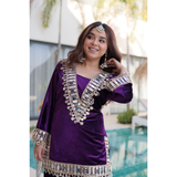 LW-9307 VELVET TOP-PALAZZO CO-OD SET WITH BATWA