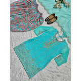 Designer Floral Party Wear Look Top Dhoti Salwar SUIT (NF-1138)