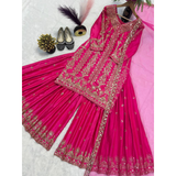 New Designer Party Wear Look Top- Sharara Palazzo Set