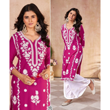 VAANYA- Heavy Embroidery Work Long Kurti with Palazzo