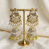 Kundan Jhumka Earrings with Pearl & Bead Tassels