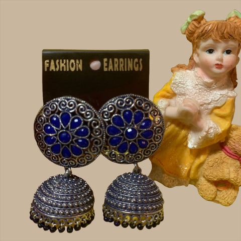 Royal Blue Jhumka Earrings