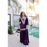 LW-9307 VELVET TOP-PALAZZO CO-OD SET WITH BATWA