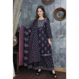 Navy Blue Cotton Jaipuri Style PRINTED Palazzo Set
