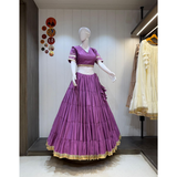 NEW HEAVY LAMPI BORDER ROMAN SILK LEHENGA SET