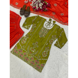 (ND-5049) Heavy chinnon silk palazzo suit
