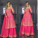 New Designer Party Wear Look Top- Sharara Palazzo Set