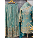 WW1268 New Design Trending Organza Net Top & Sharara set