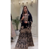 KF-1733 NEW DESIGNER HEAVY EMBROIDERY CHAIN SEQUENCE WORK SHARARA SET