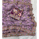 Designer sarees- PRINTED FLORAL ORGANZA SAREES