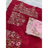 BLOOMING PINK Designer Saree with Stitched Blouse