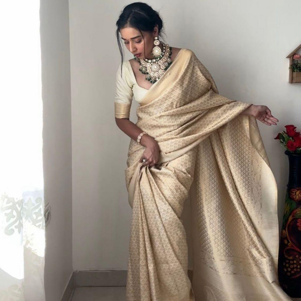 SOFT LICHI SILK SAREE- READY TO WEAR SAREE * GET READY IN JUST ONE MINUTE