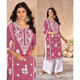 VAANYA- Heavy Embroidery Work Long Kurti with Palazzo
