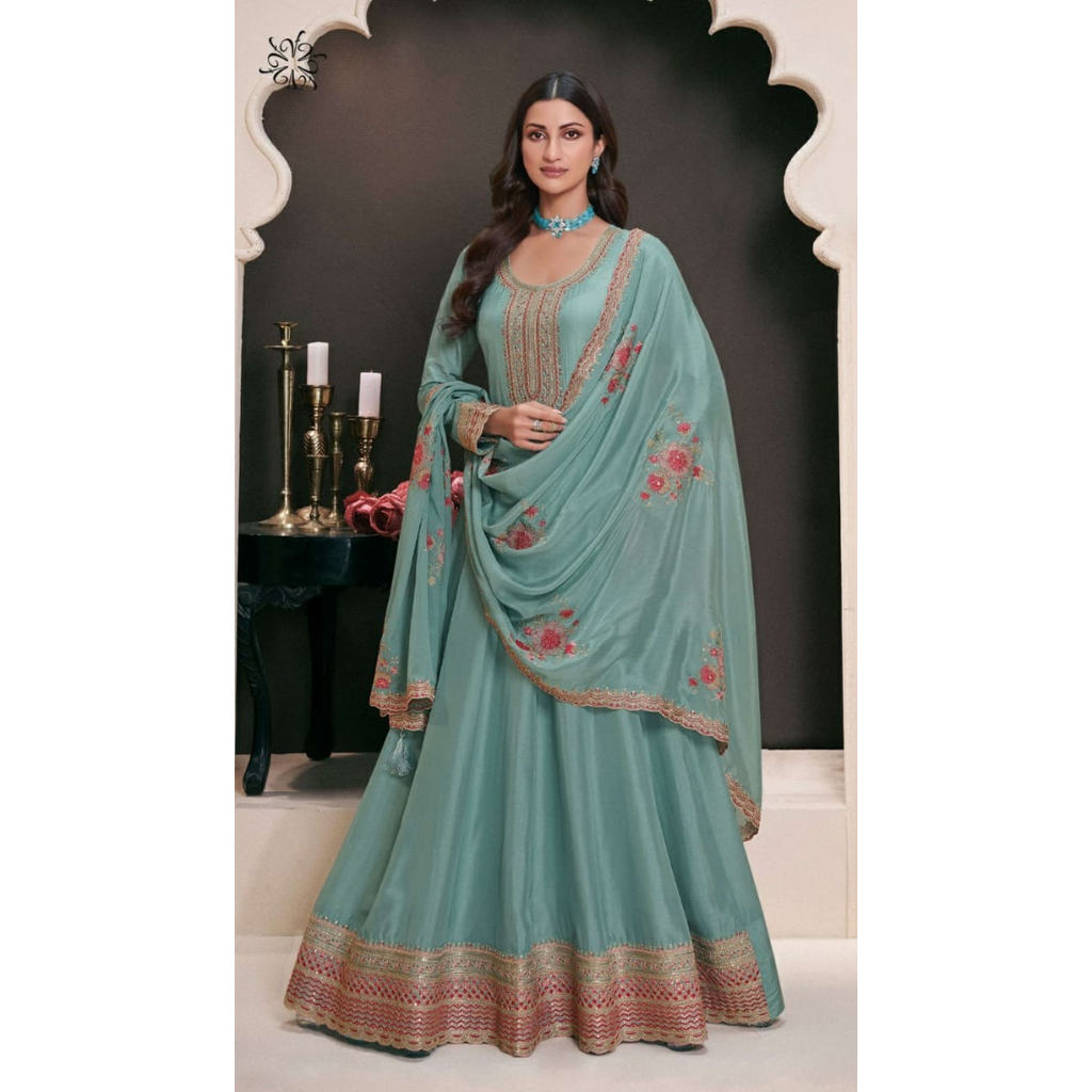 VN- 7305 Moonga Silk with Zari Embroidery Work PLUS SIZES