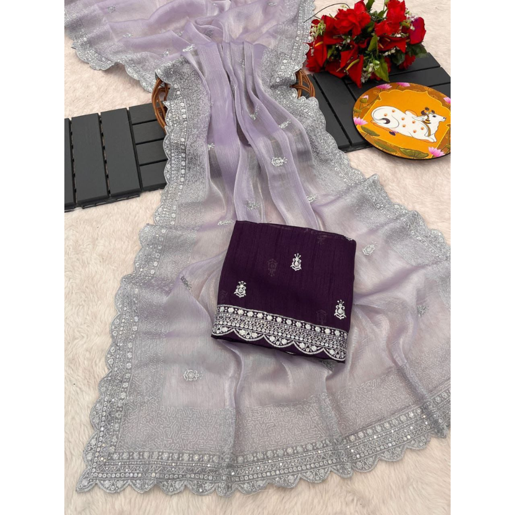 NEW DESIGNER HEAVY EMBROIDERY WORK SEREE