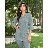 CHIKANKARI STYLE SEQUENCE SHORT TOPS