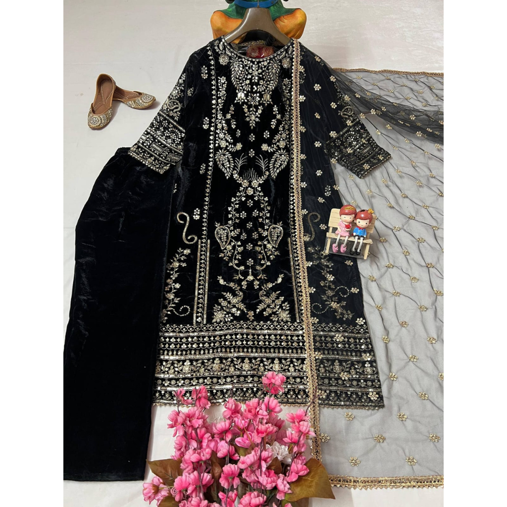 LC-1389 NEWLY LAUNCHED KURTI-PANT SET IN BEAUTIFUL VELVET