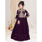 HK CREATION Crepe Georgette with Beautiful Embroidery Work