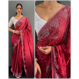One-minute READY TO WEAR SAREE DAIMOND HOTFIX HIT DESIGN