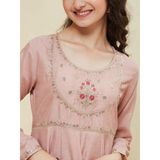 7STAR Girl's Floral Elite Design Thread Work Anarkali Kurta Set