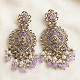 GLMZ002- Emerald Kundan Earrings with Pearl & Bead Drops