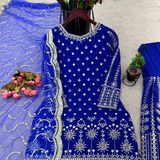 Royal Blue Gharara Sequence Party wear