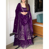 Noor Gold 1227 PARTY WEAR LONG TOP WITH LEHANGA