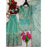 WW1268 New Design Trending Organza Net Top & Sharara set