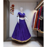 NEW HEAVY LAMPI BORDER ROMAN SILK LEHENGA SET