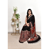 New Super AJRAKH Saree UNSTITCHED BLOUSE
