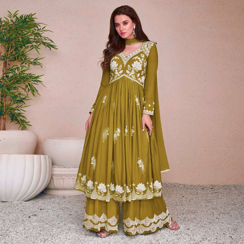 JL-1049 CHINON SILK CHIKANKARI STYLE PLAZO SETS