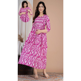 Maternity & Feeding PRINTED COTTON GOWNSTYLE KURTI