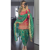 Sequence Party Wear Top Dhoti Salwar and Dupatta