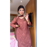 Chikankari Style Top Palazzo & Dupatta Set