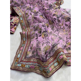 Designer sarees- PRINTED FLORAL ORGANZA SAREES