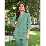 CHIKANKARI STYLE SEQUENCE SHORT TOPS