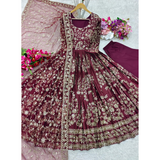 New Collection Heavy Embroidered Chinon Silk Gown