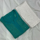 Tone to Tone thread Chikankari Georgette Style Kurti Sets