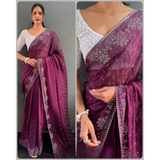 One-minute READY TO WEAR SAREE DAIMOND HOTFIX HIT DESIGN