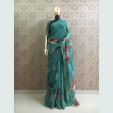 Floral Georgette sarees Pearl Work Lace Border
