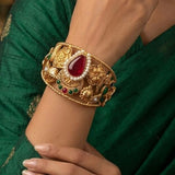 Kundan Kada Cuff Bracelet – Statement Bangle