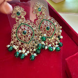 NOOR- Polki Style Earrings with Pearl & Bead Drops