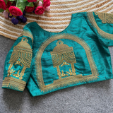 Phantom silk Blouse TEMPLE CODING, MOTI ZARI THREAD & AARI WORK