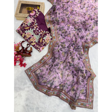 Designer sarees- PRINTED FLORAL ORGANZA SAREES