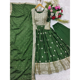 New Trending Mehndi Rasam Gown Set