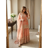 WW1268 New Design Trending Organza Net Top & Sharara set