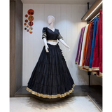 NEW HEAVY LAMPI BORDER ROMAN SILK LEHENGA SET