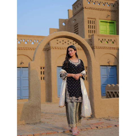 LC1401 NEWLY LAUNCHED VELVET KURTI-PANT SET