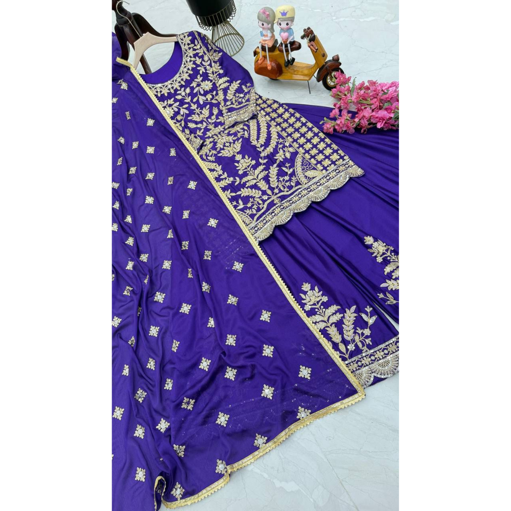 ZD-10091 PREMIUM CHINON SILK SHARARA SUIT